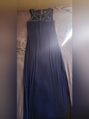 Spense Navy Blue Studded Maxi Dress
